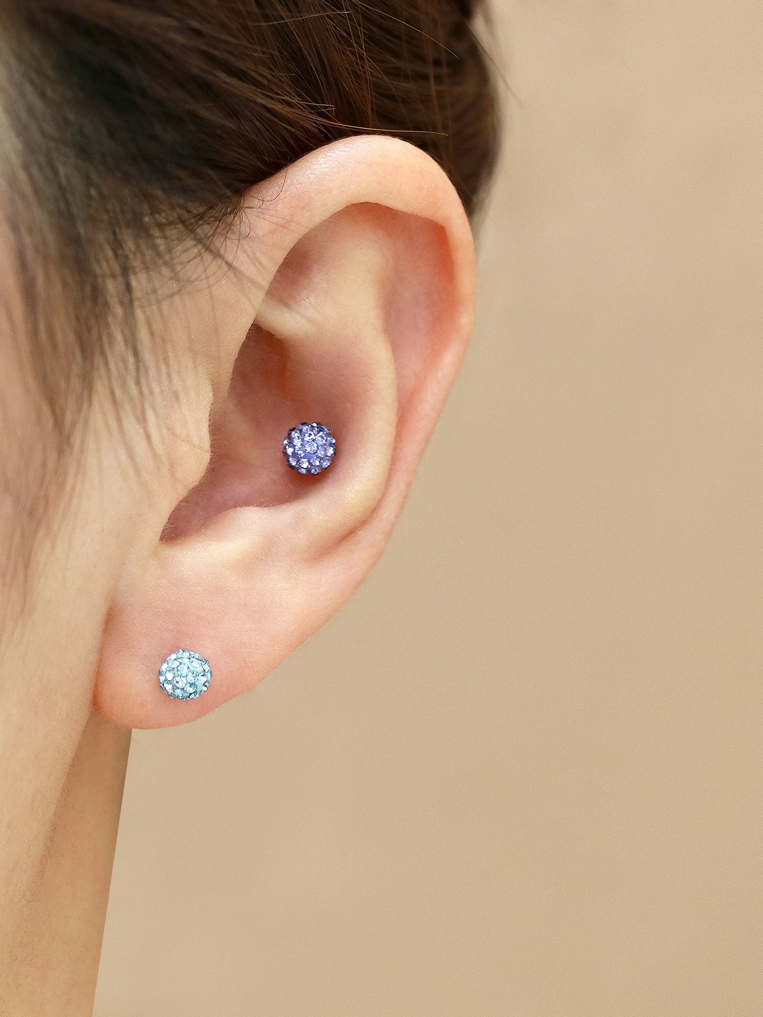 14K Gold Colorful Ball Cartilage Earring 18G16G - Image 9