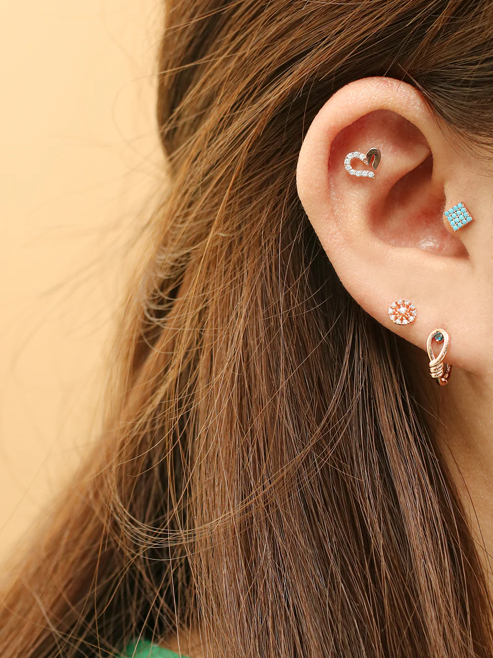 14K Gold Colorful Bling Cubic Cartilage Earring 20G18G16G - Image 13