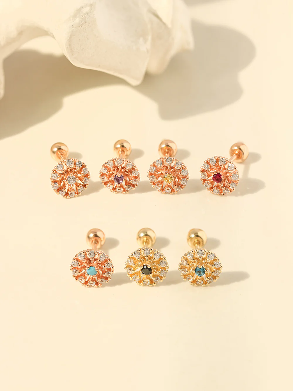 14K Gold Colorful Bling Cubic Cartilage Earring 20G18G16G - Image 3