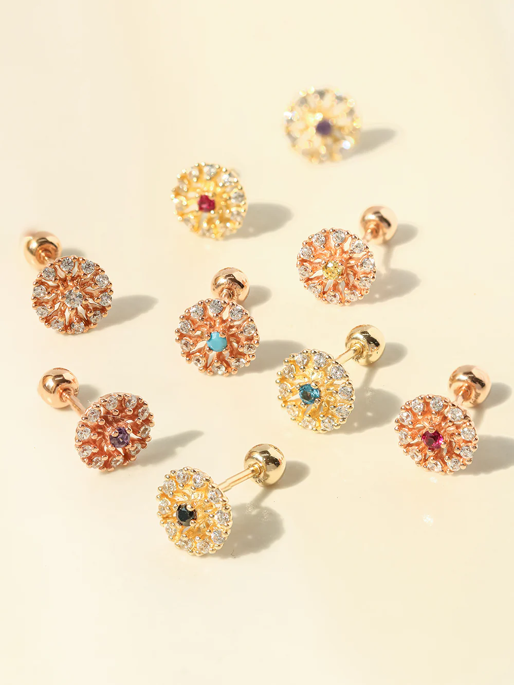 14K Gold Colorful Bling Cubic Cartilage Earring 20G18G16G - Image 5