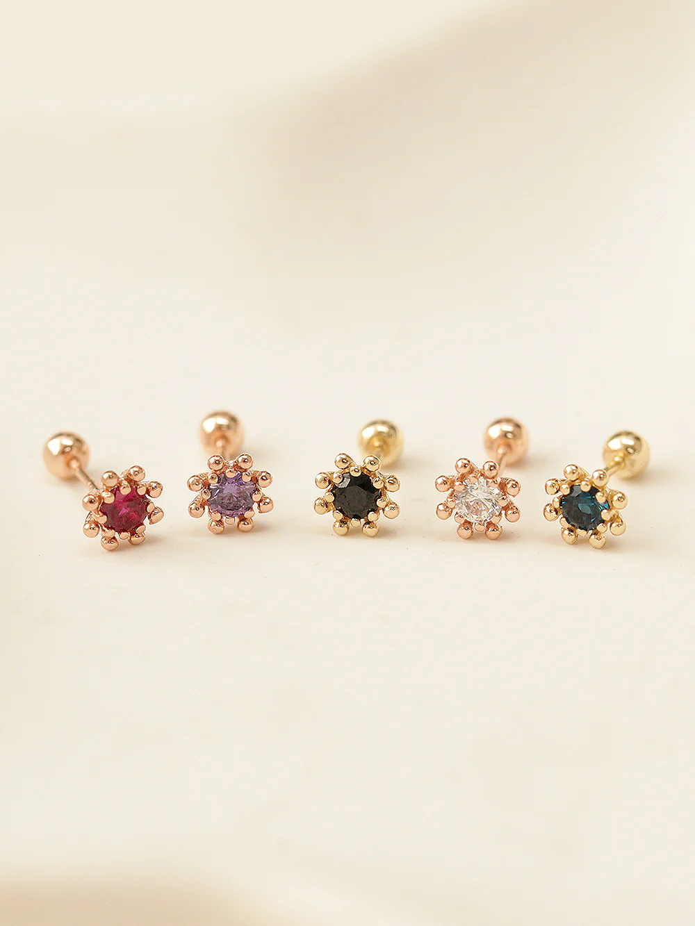 14K Gold Colorful Bubble Cubic Earring 20G18G16G - Image 4