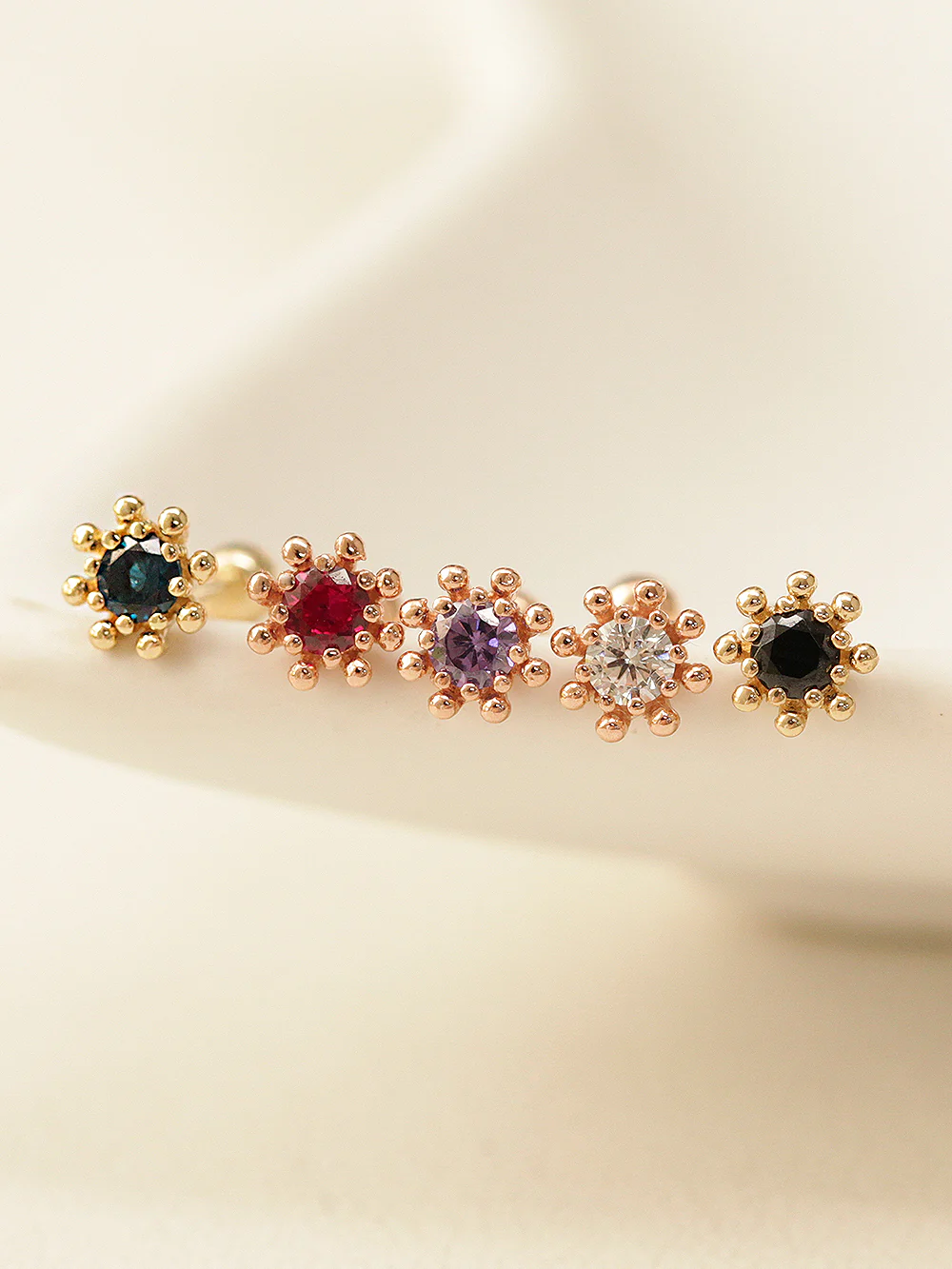 14K Gold Colorful Bubble Cubic Earring 20G18G16G - Image 6