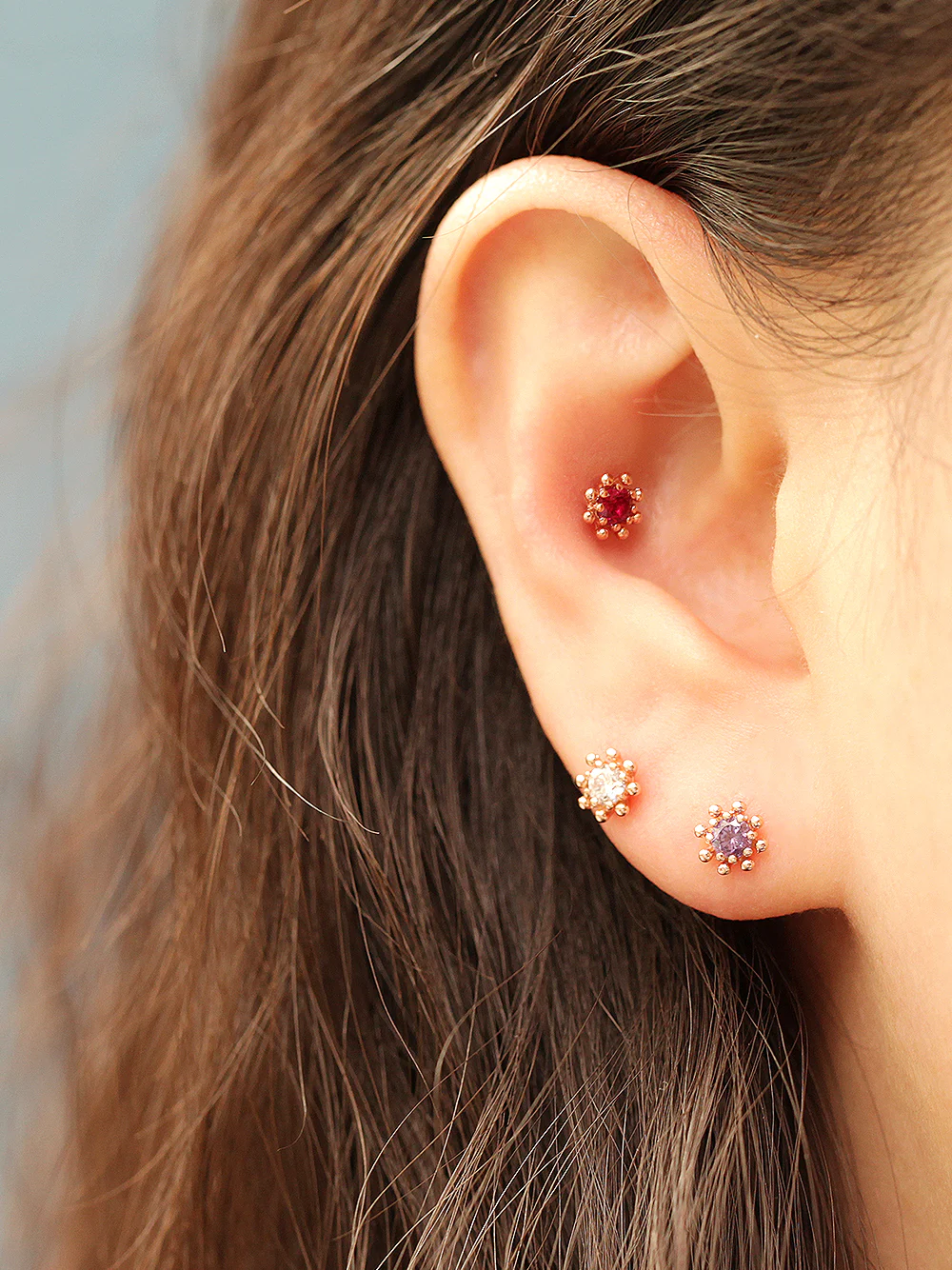 14K Gold Colorful Bubble Cubic Earring 20G18G16G - Image 8