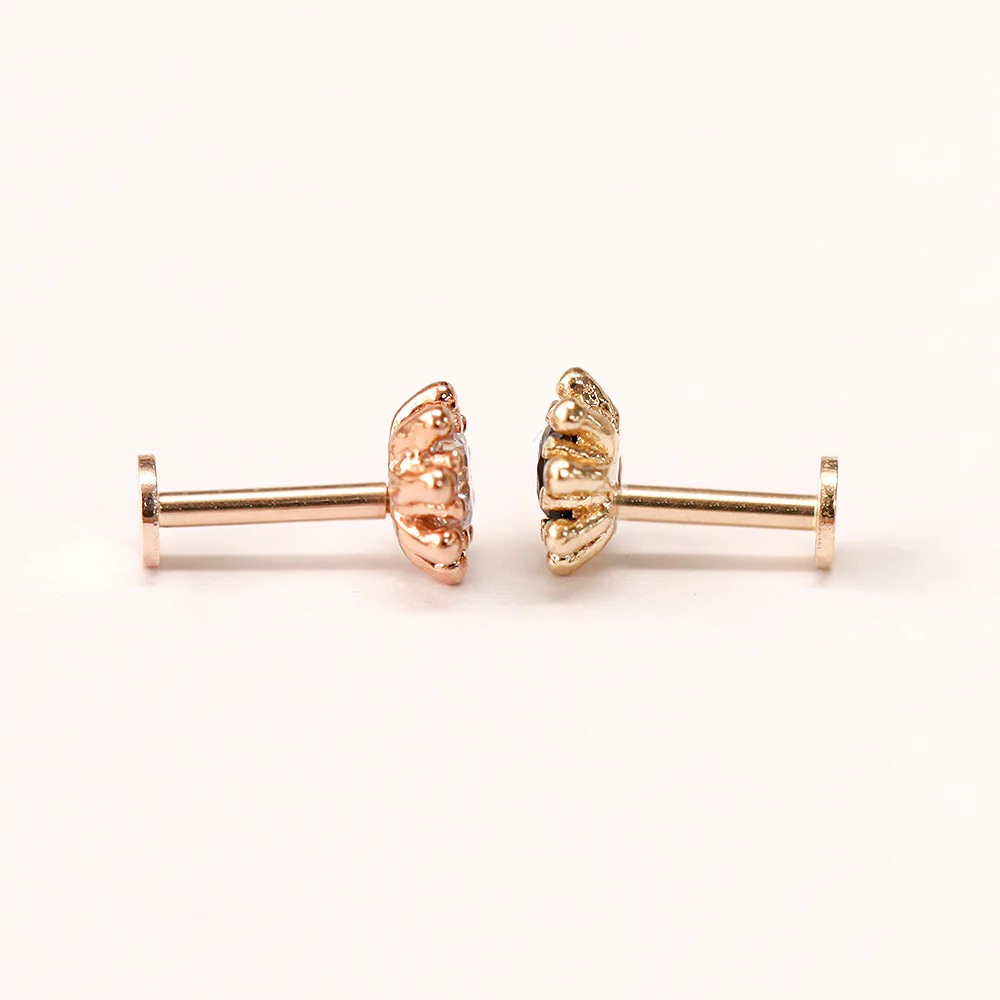 14K Gold Colorful Bubble Cubic Internally Threaded Labret Piercing 18G16G - Image 13