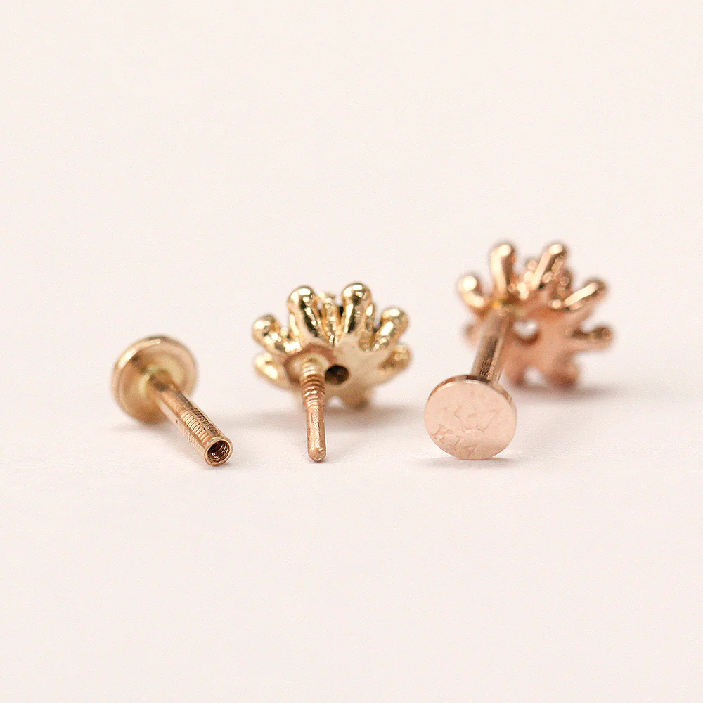 14K Gold Colorful Bubble Cubic Internally Threaded Labret Piercing 18G16G - Image 14