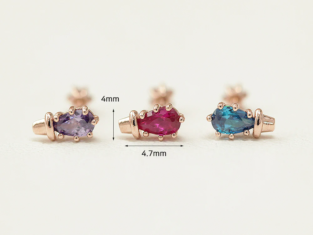 14K Gold Colorful Cactus Cartilage Earring 18G - Image 12
