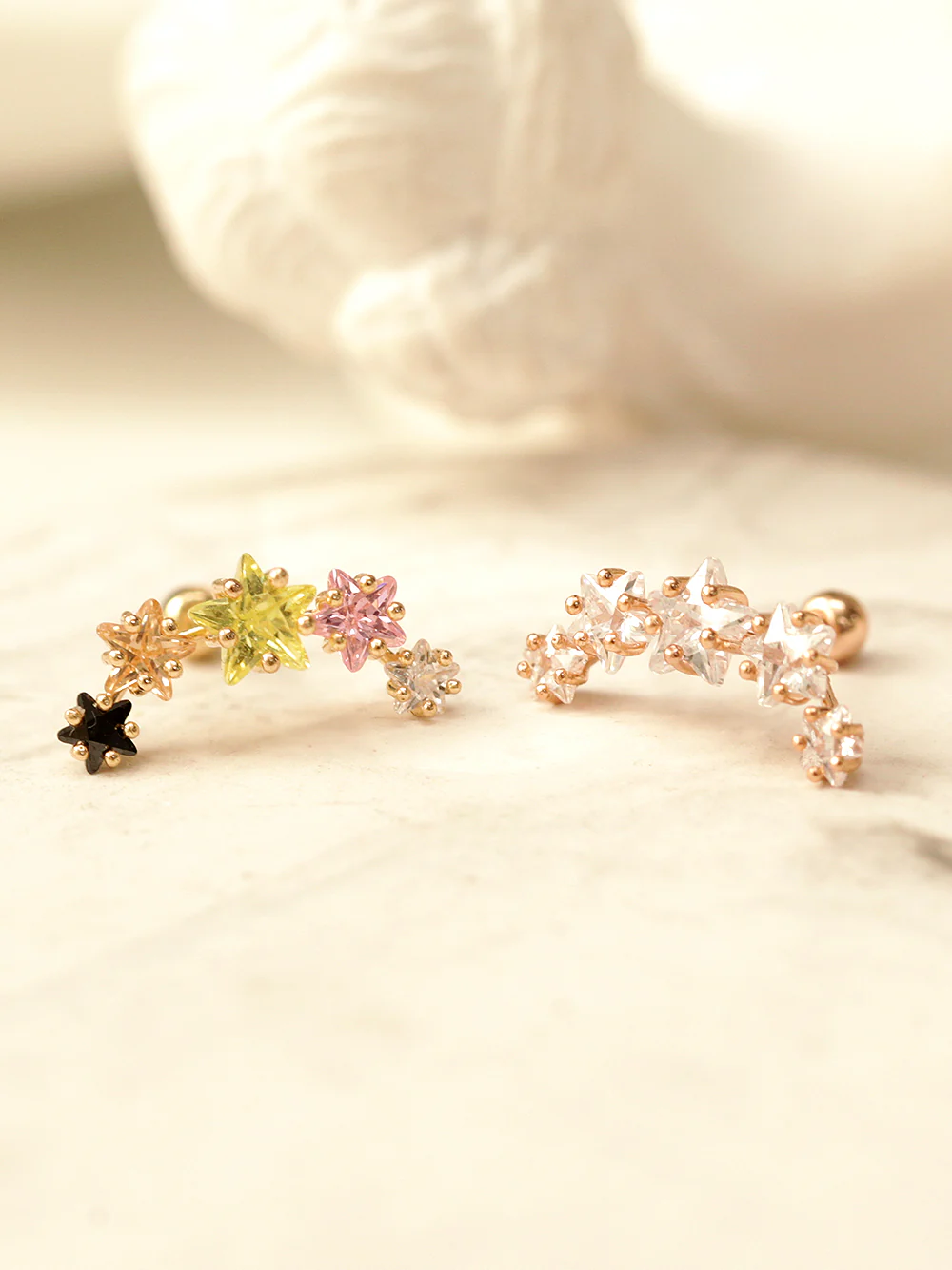 14K Gold Colorful Constellation Cartilage Piercing Earring 20G18G16G - Image 10