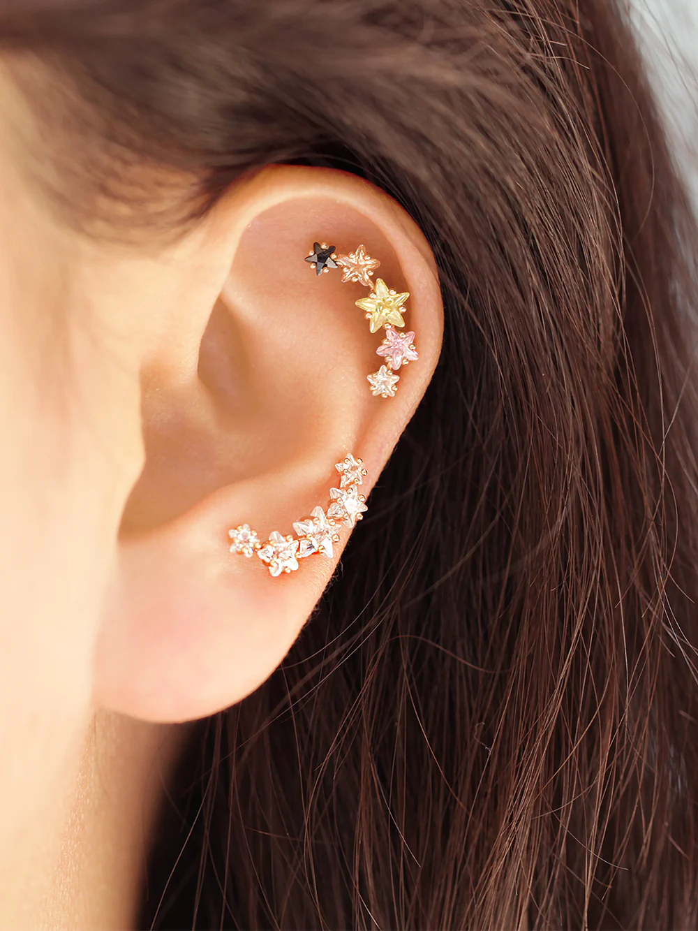 14K Gold Colorful Constellation Cartilage Piercing Earring 20G18G16G - Image 5