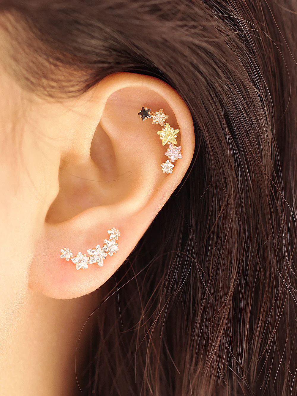 14K Gold Colorful Constellation Cartilage Piercing Earring 20G18G16G - Image 7