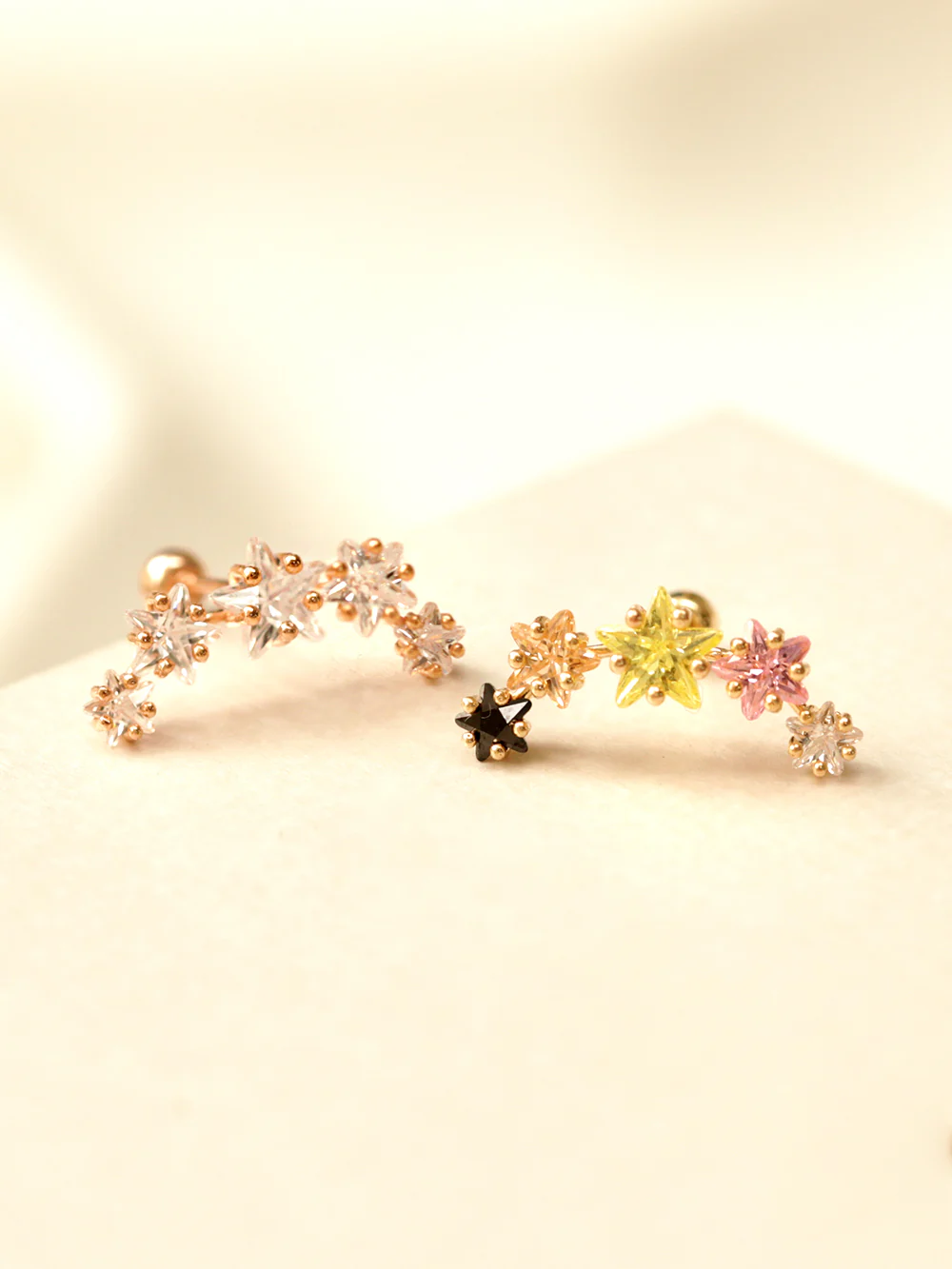 14K Gold Colorful Constellation Cartilage Piercing Earring 20G18G16G - Image 9