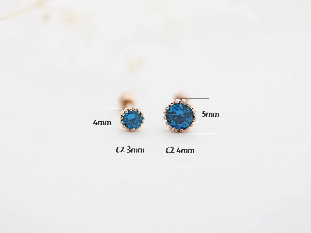 14K Gold Colorful Cubic Cartilage Earring 18G16G - Image 10