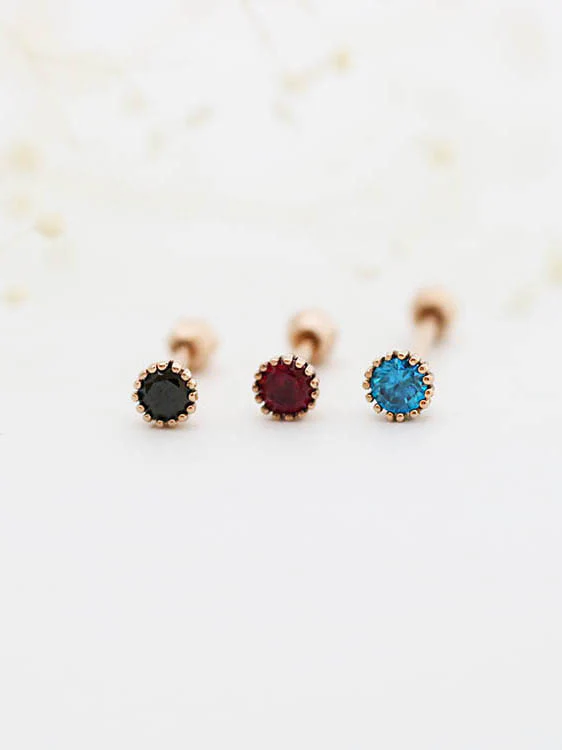 14K Gold Colorful Cubic Cartilage Earring 18G16G - Image 4