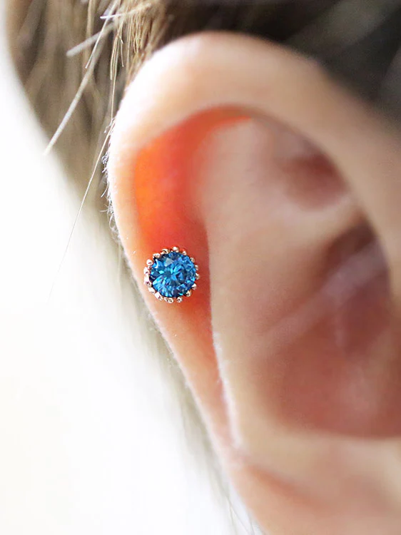 14K Gold Colorful Cubic Cartilage Earring 18G16G - Image 8