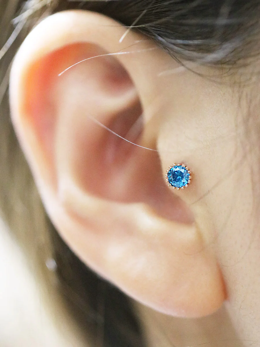 14K Gold Colorful Cubic Cartilage Earring 18G16G - Image 9