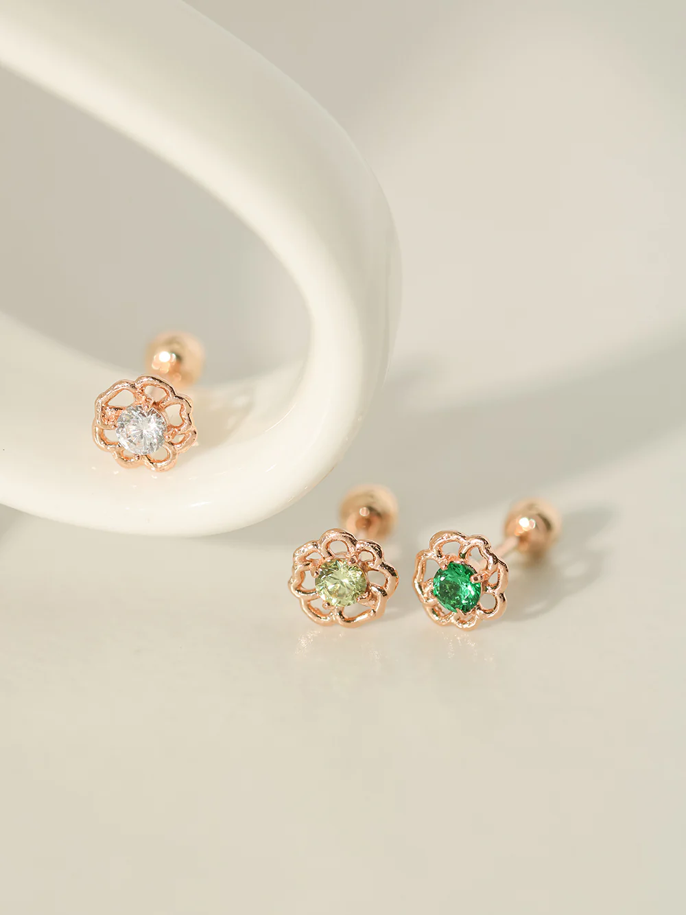 14K Gold Colorful Cubic Rose-mos Cartilage Earring 20G18G16G - Image 15