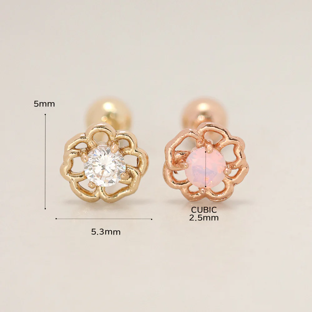 14K Gold Colorful Cubic Rose-mos Cartilage Earring 20G18G16G - Image 21