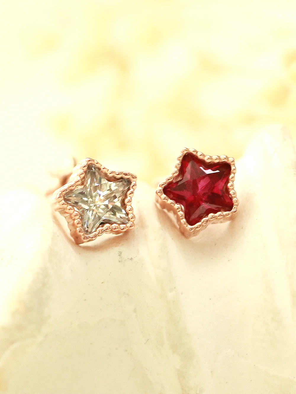 14K Gold Colorful Cubic Star Cartilage Earring 18G16G - Image 7