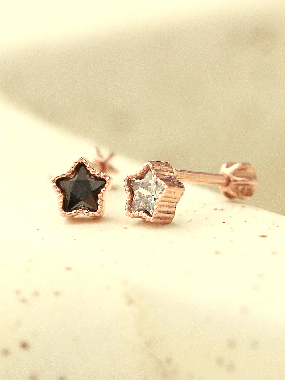 14K Gold Colorful Cubic Star Cartilage Earring 18G16G - Image 8