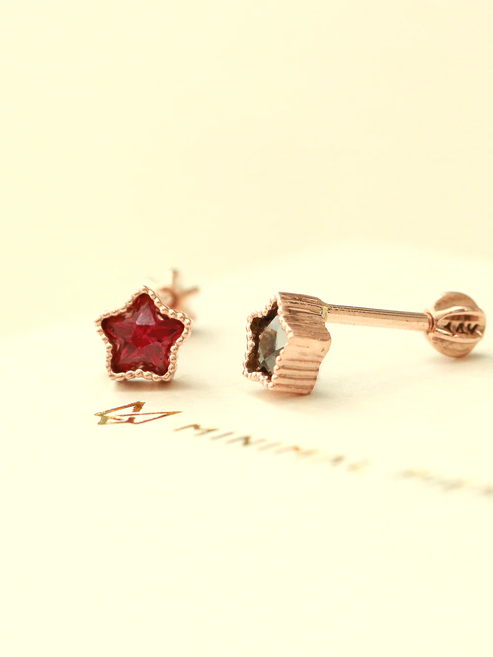 14K Gold Colorful Cubic Star Cartilage Earring 18G16G - Image 9