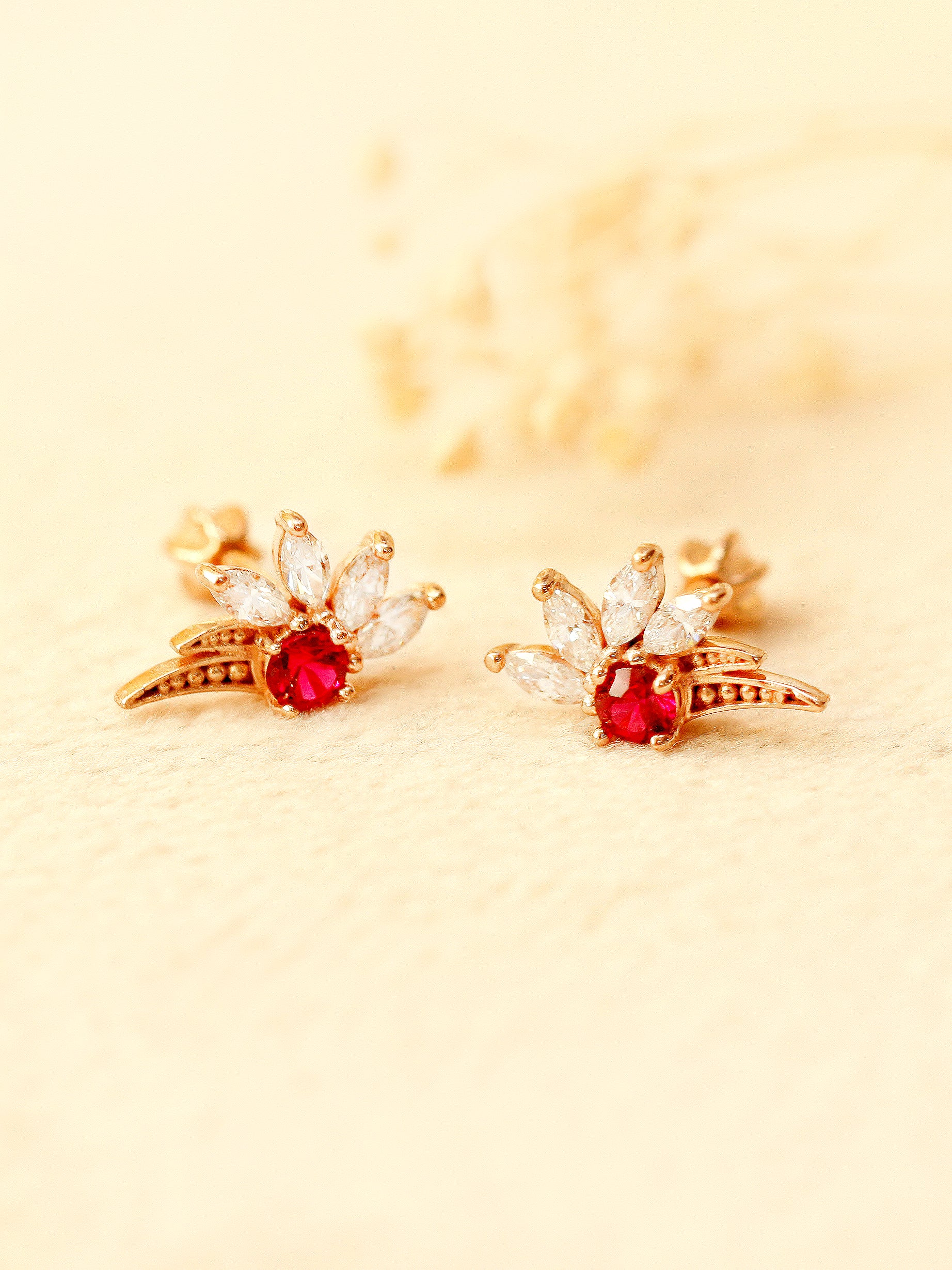 14K Gold Colorful CZ Feather Cartilage Earring 18G16G - Image 15