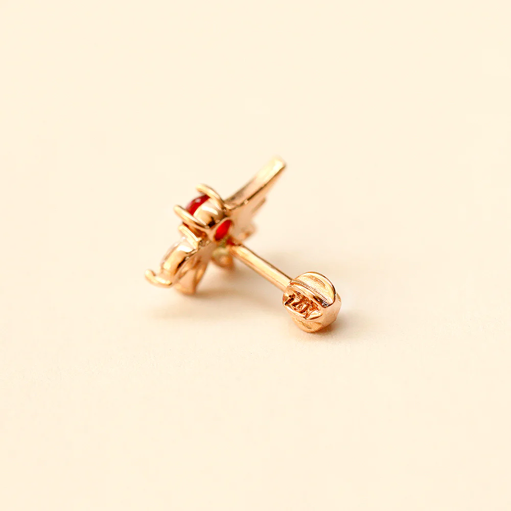 14K Gold Colorful CZ Feather Cartilage Earring 18G16G - Image 17
