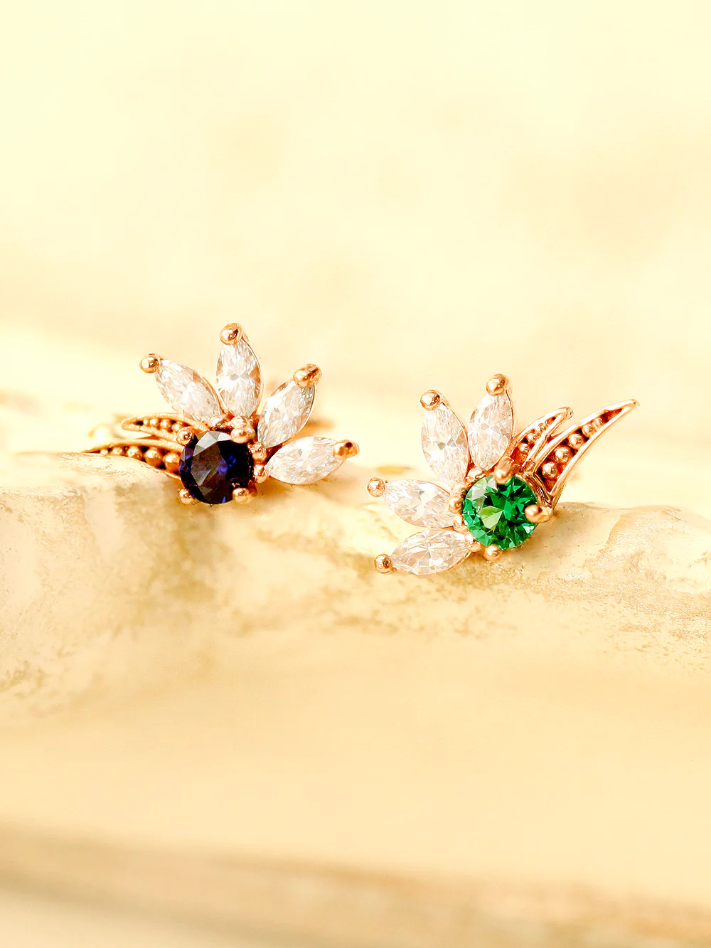14K Gold Colorful CZ Feather Cartilage Earring 18G16G - Image 9