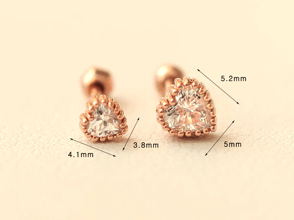 14K Gold Colorful Heart Cartilage Earring 18G16G - Image 10