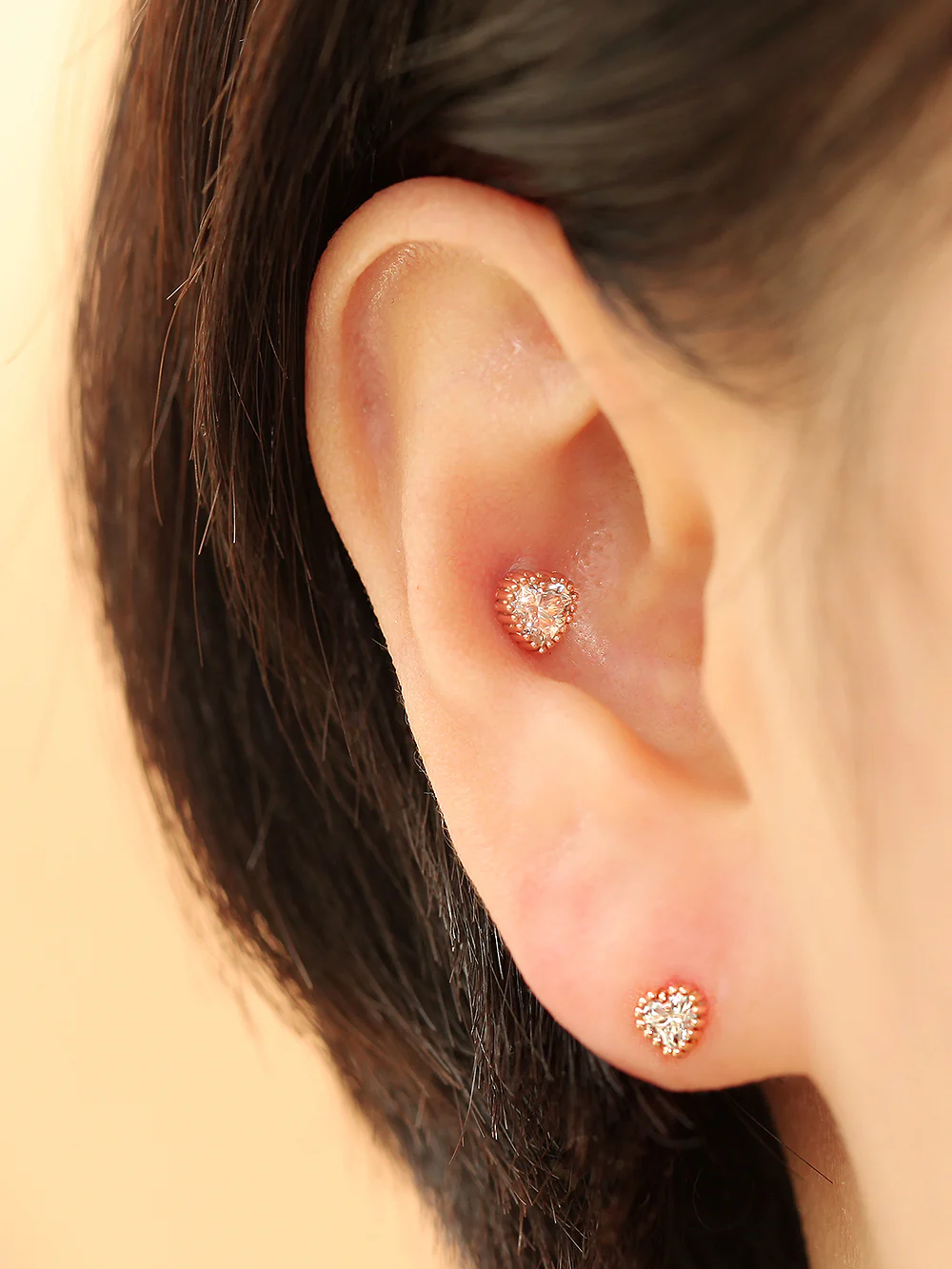 14K Gold Colorful Heart Cartilage Earring 18G16G - Image 8