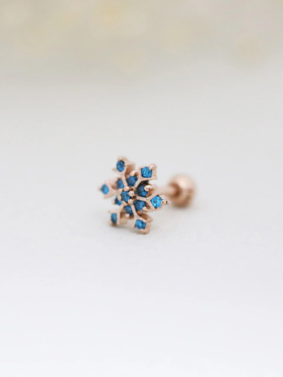 14K Gold Colorful Snowflake Cartilage Earring 18G16G - Image 4