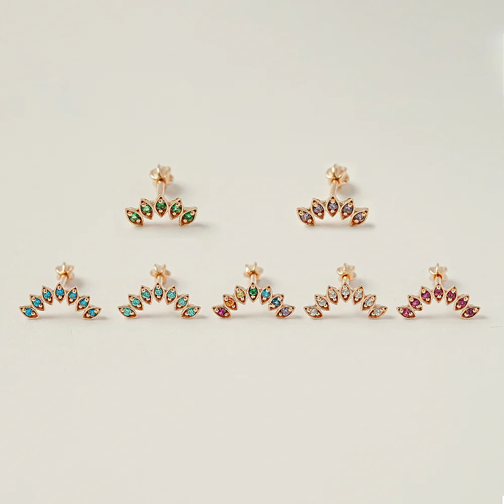 14K Gold Colorful Tiara Cartilage Earring 18G16G - Image 15
