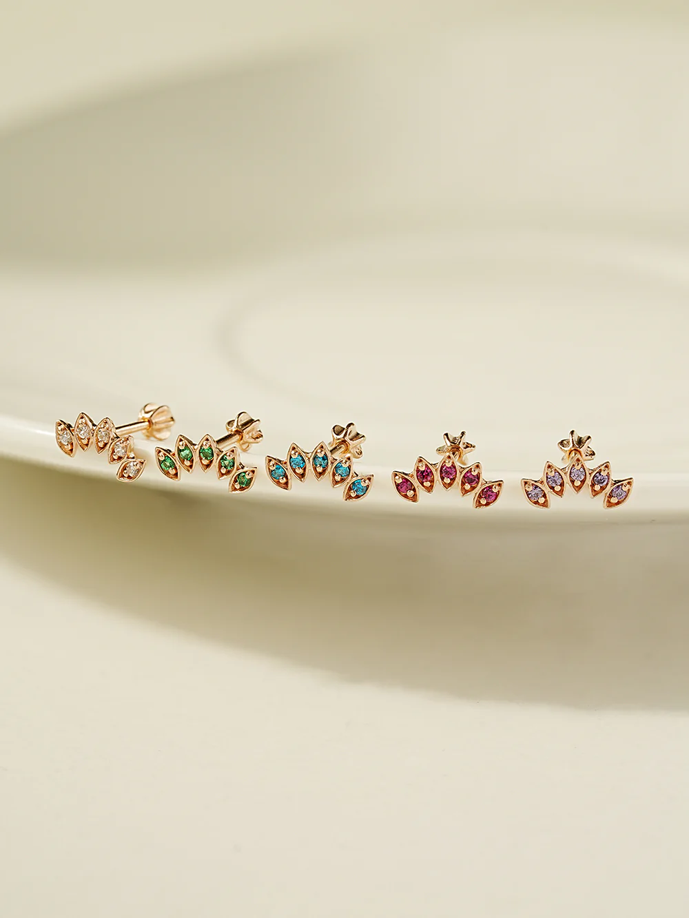 14K Gold Colorful Tiara Cartilage Earring 18G16G - Image 3