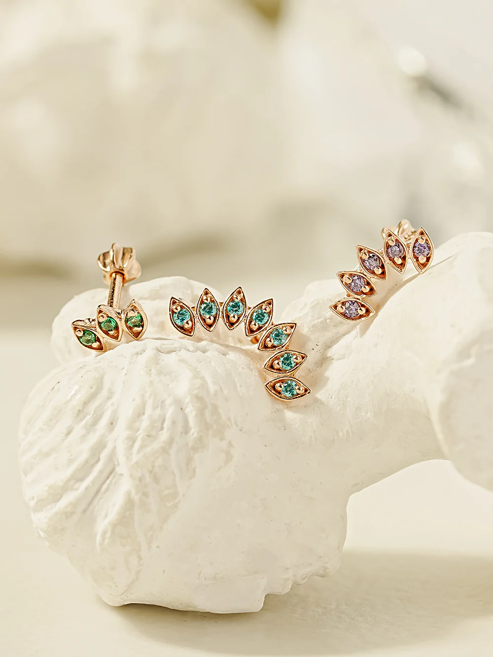 14K Gold Colorful Tiara Cartilage Earring 18G16G - Image 7