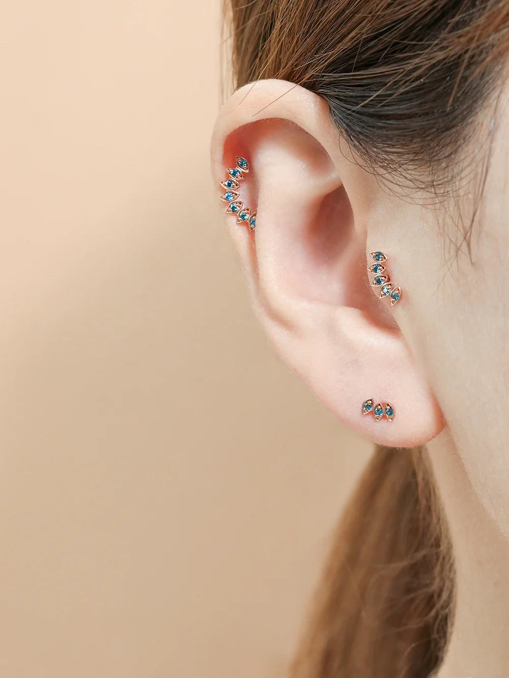14K Gold Colorful Tiara Cartilage Earring 18G16G - Image 8