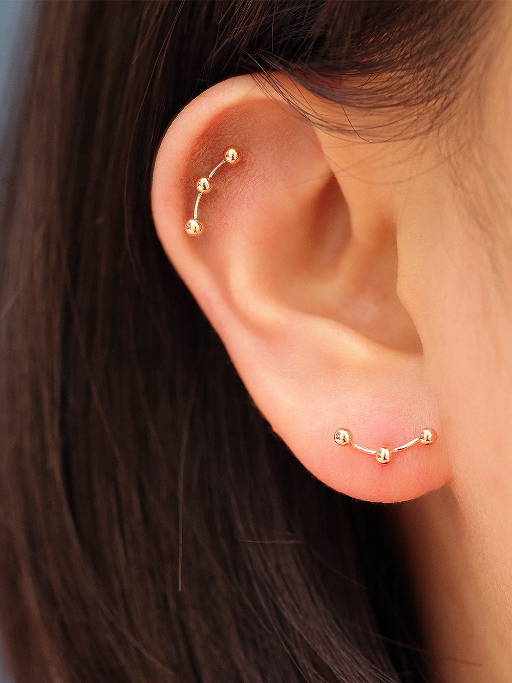 14K Gold Constellation Ball Cartilage Earring 20G - Image 2