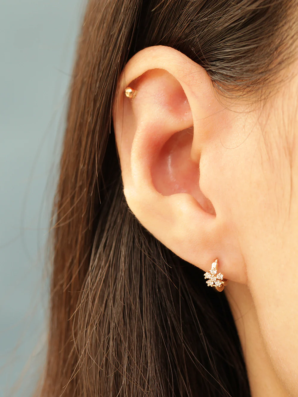 14K Gold Cosmos Cubic Hoop Earring - Image 9