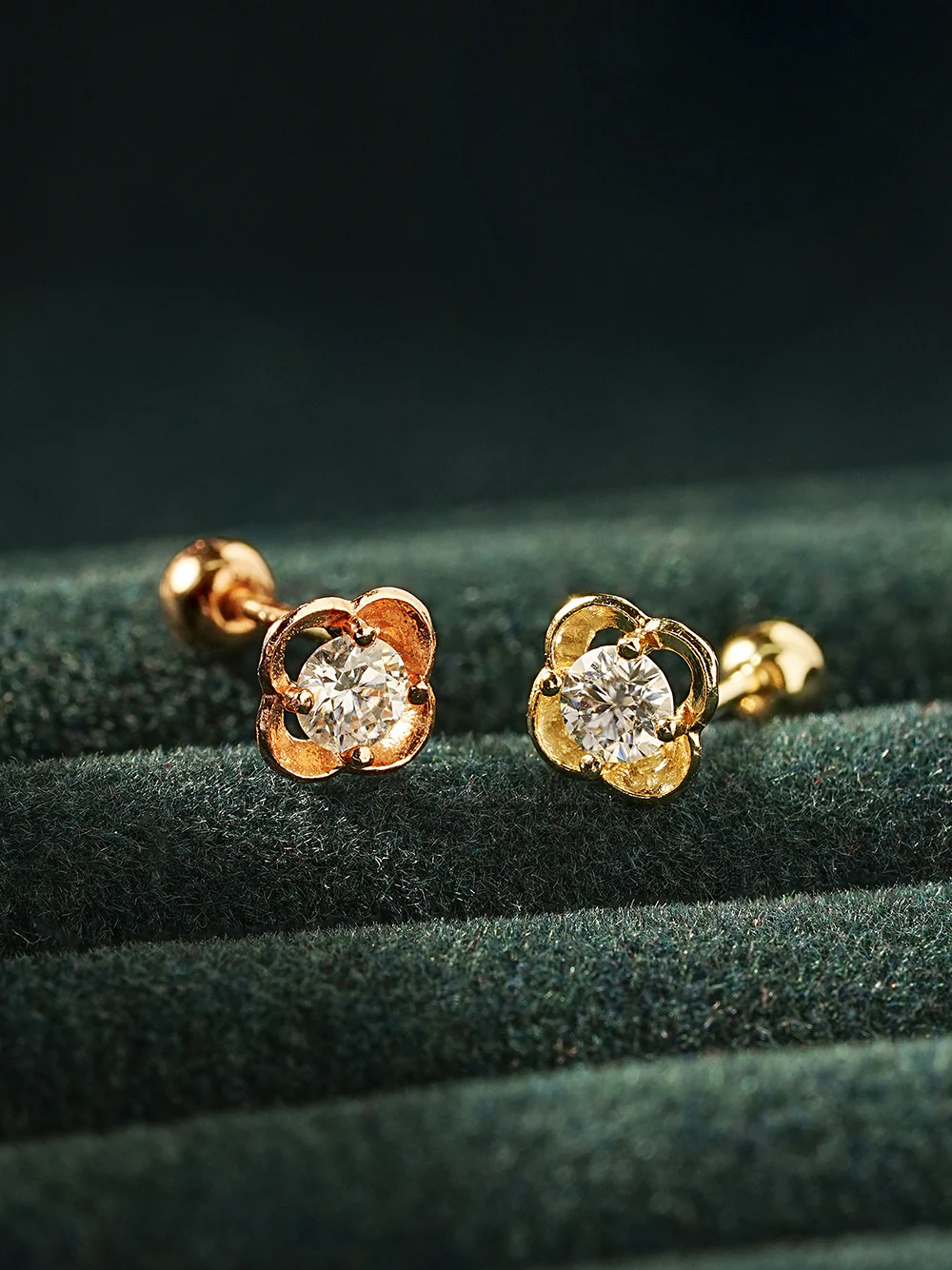 14K Gold Cosmos Flower Moissanite Cartilage Earring 20G18G16G - Image 11