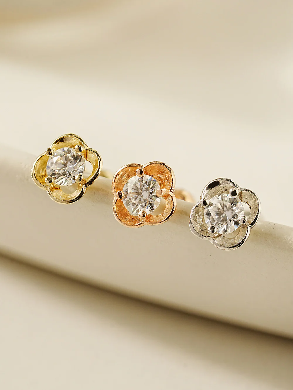14K Gold Cosmos Flower Moissanite Cartilage Earring 20G18G16G - Image 5