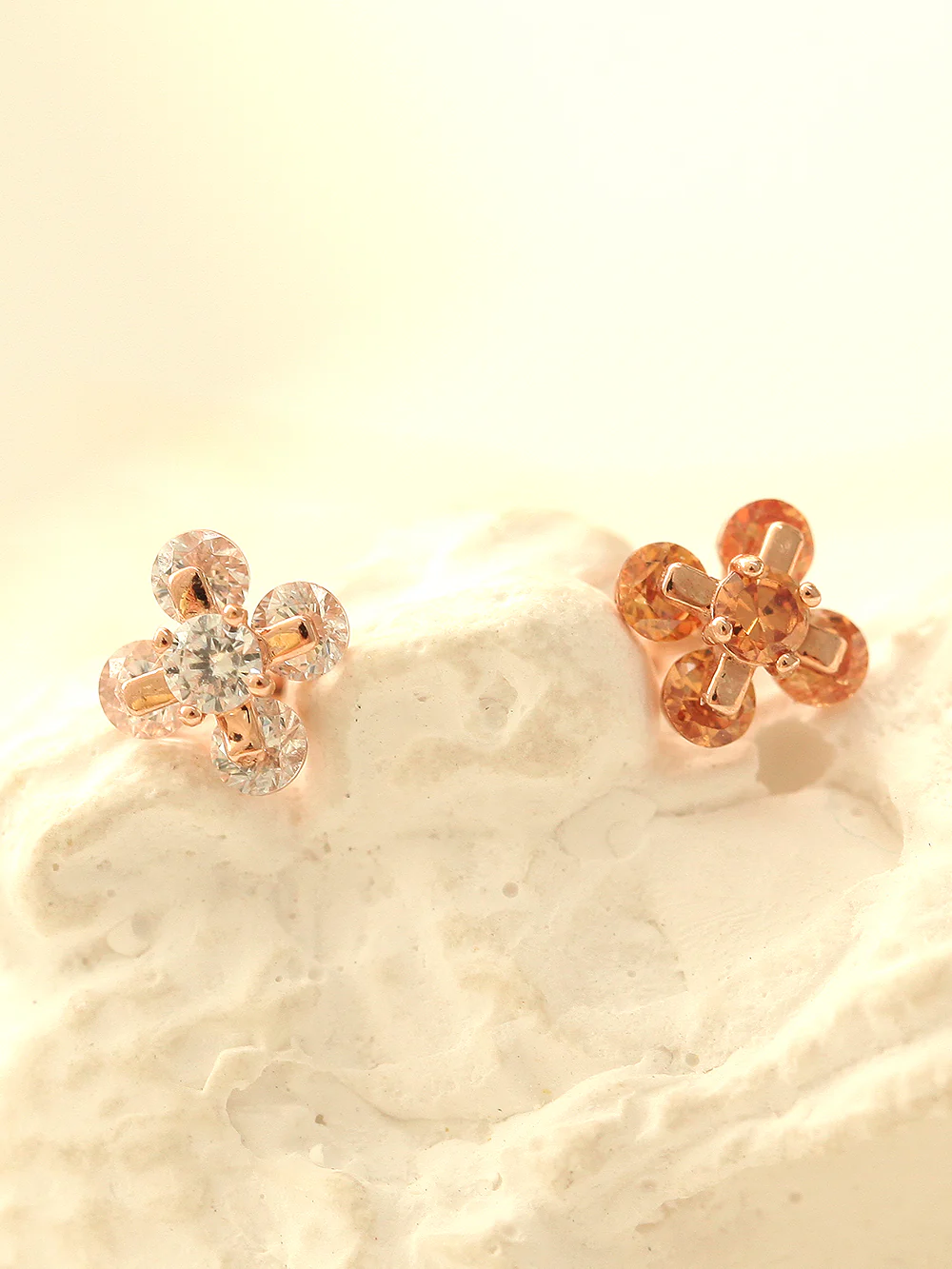 14K Gold Cotton Flower Cubic Cartilage Earring 18G16G - Image 3