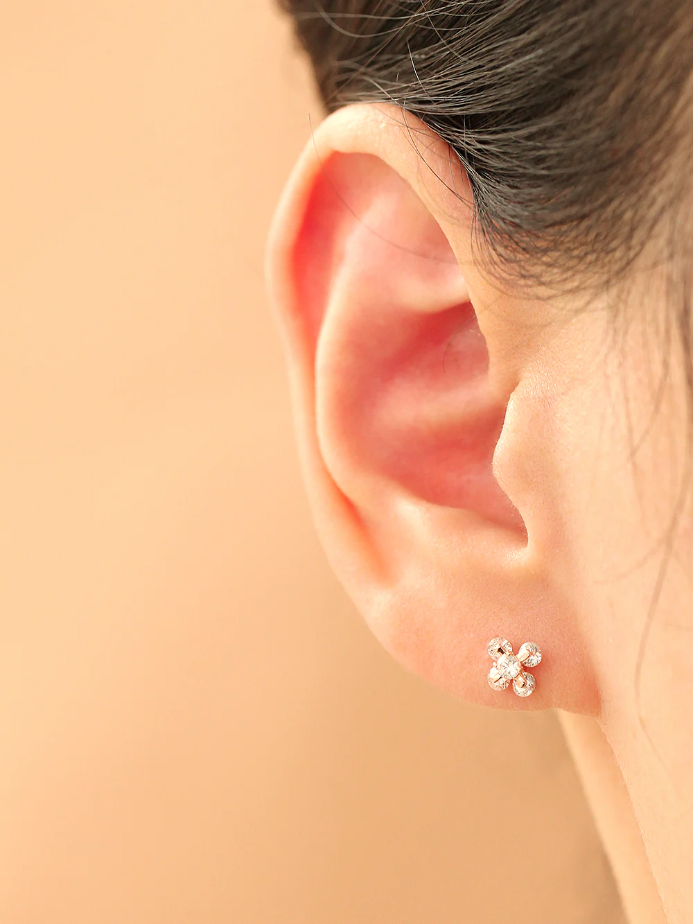 14K Gold Cotton Flower Cubic Cartilage Earring 18G16G - Image 9