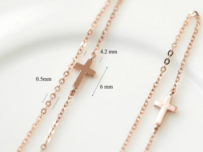 14K Gold Cross Drop Threader Earring - Image 11
