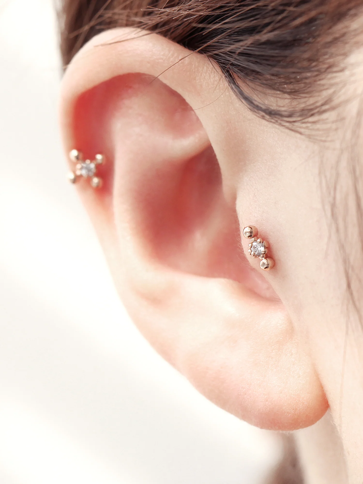 14K Gold Cross Stick Ball Cartilage Earring 18G16G - Image 10