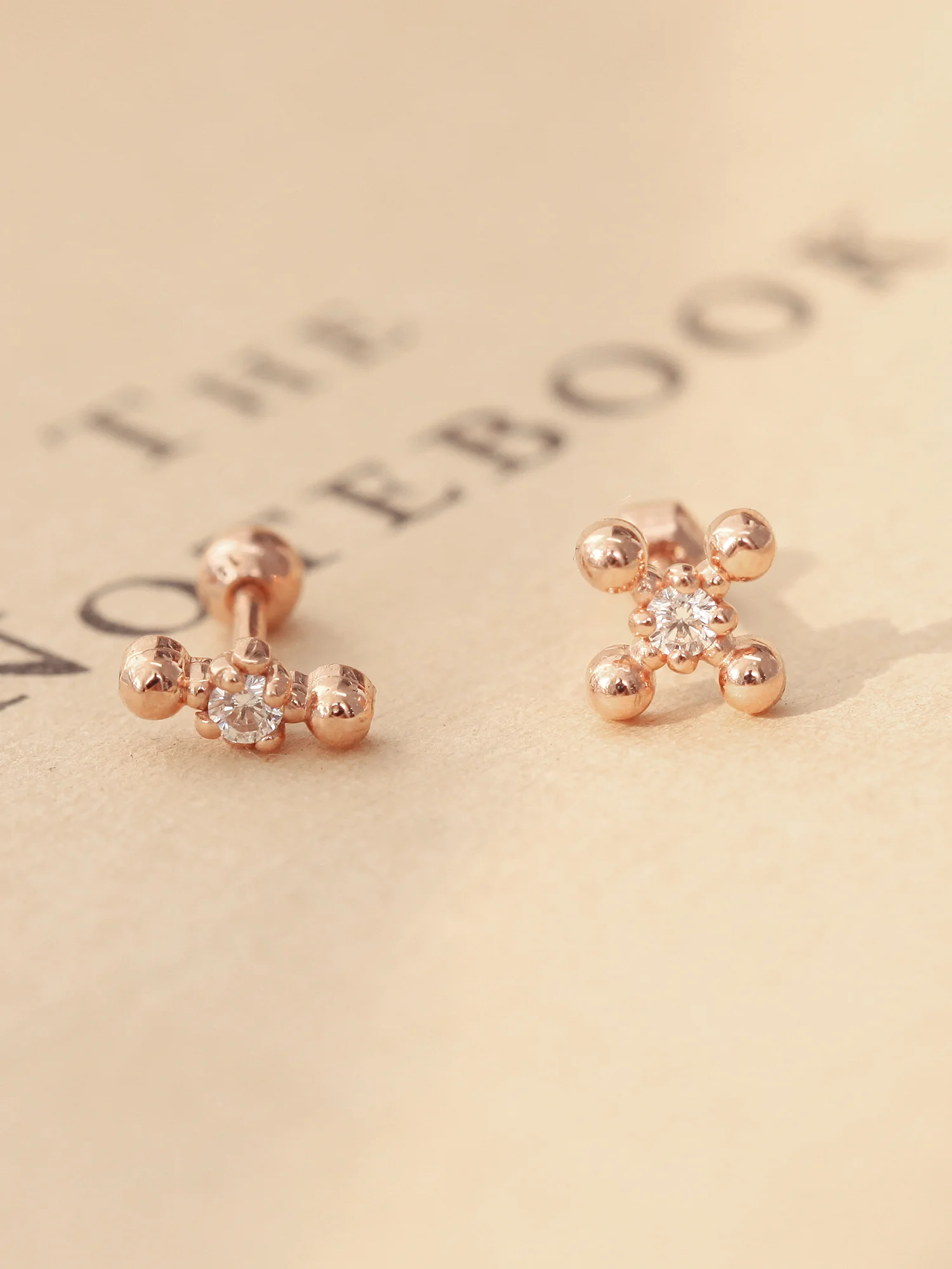 14K Gold Cross Stick Ball Cartilage Earring 18G16G - Image 3