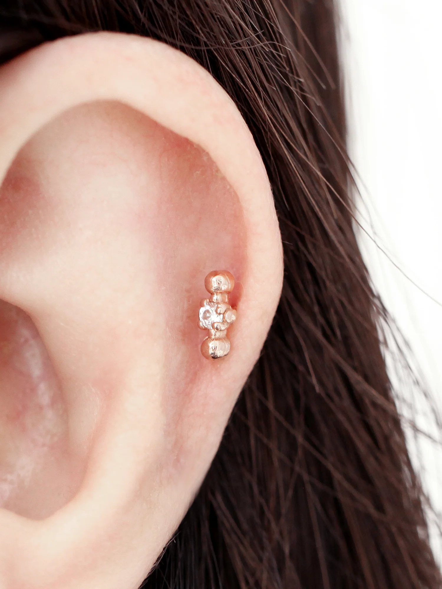 14K Gold Cross Stick Ball Cartilage Earring 18G16G - Image 7