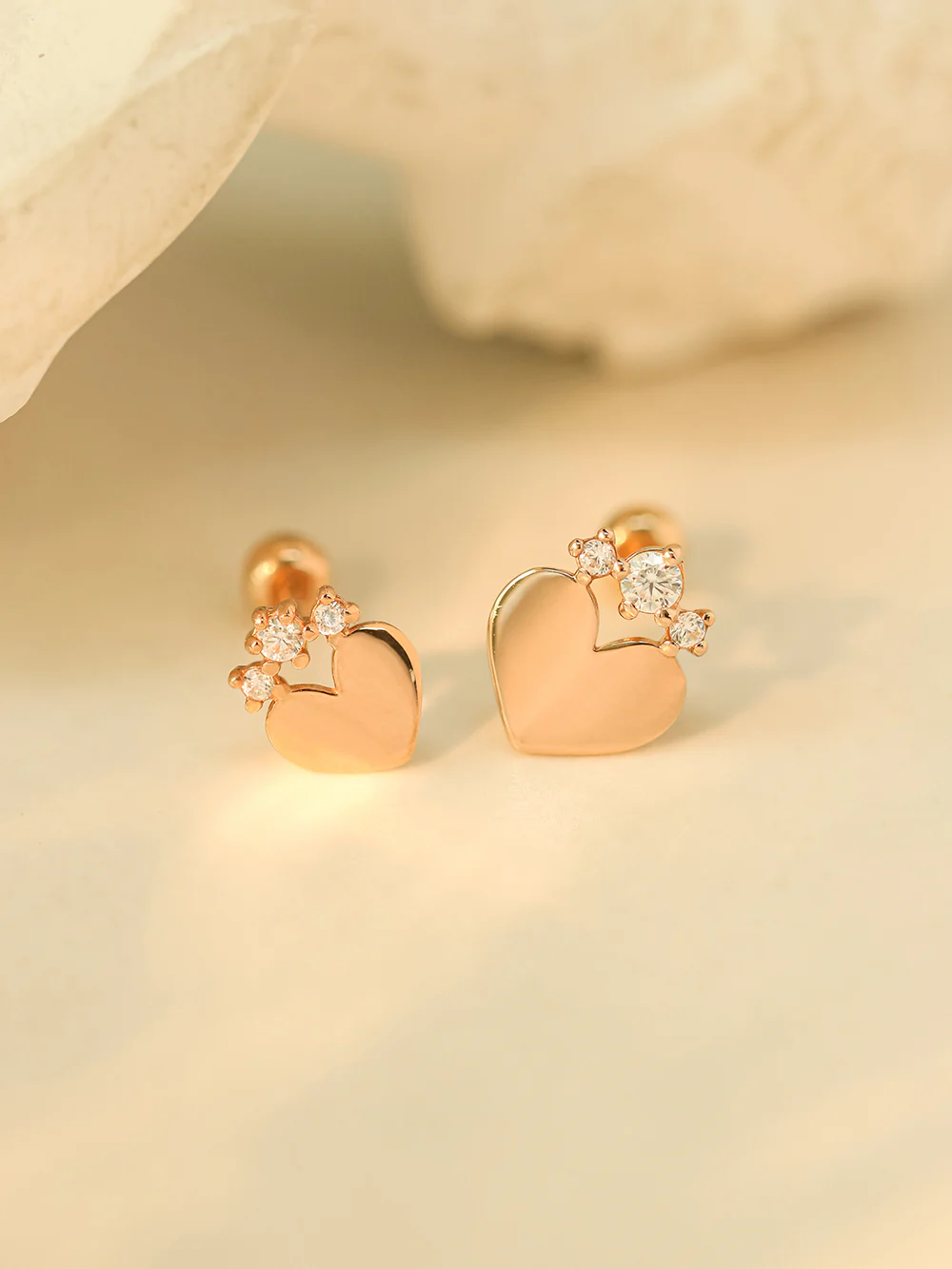 14K Gold Crown Cubic Heart Cartilage Earring 20G18G16G - Image 11