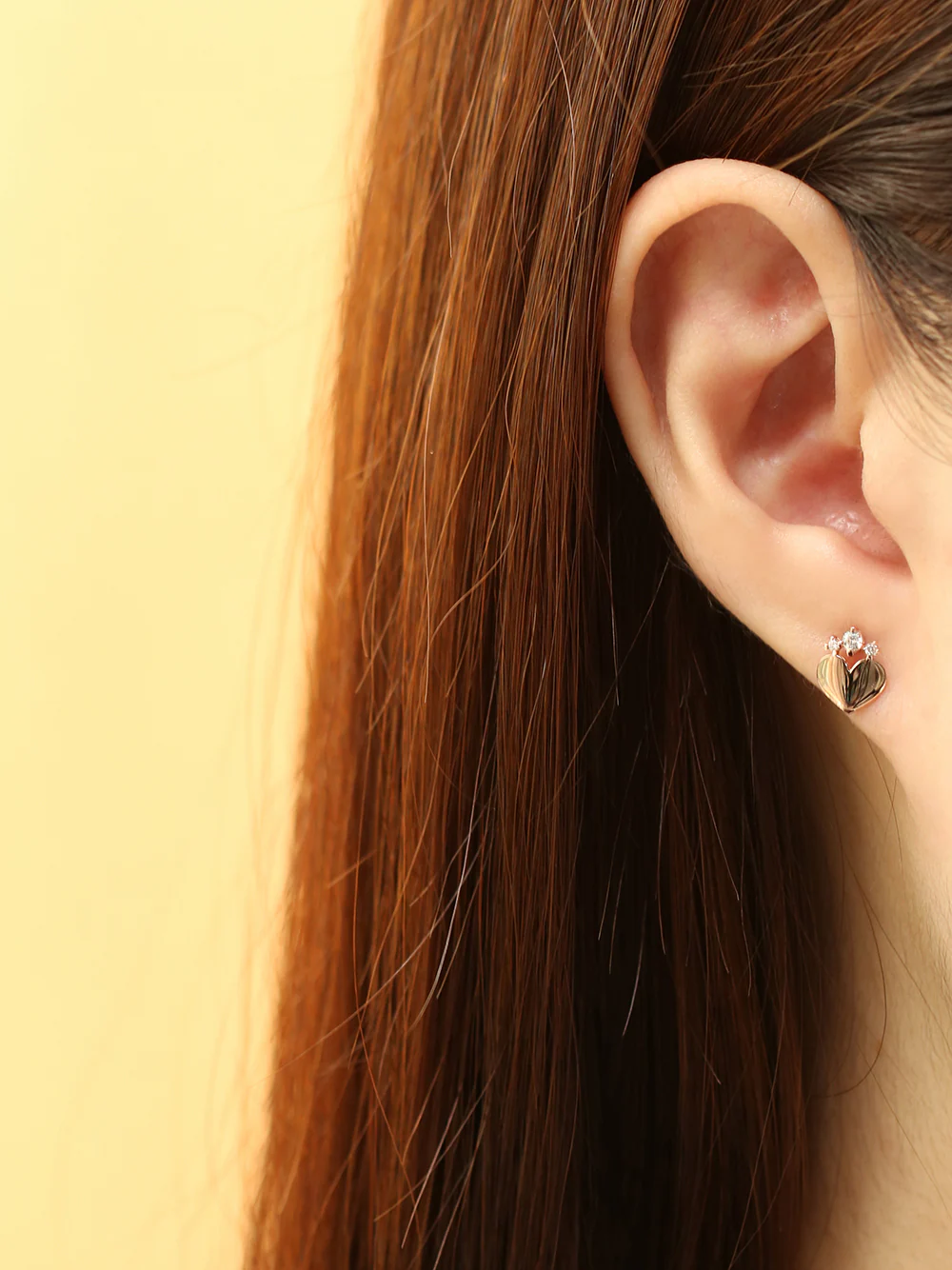 14K Gold Crown Cubic Heart Cartilage Earring 20G18G16G - Image 4