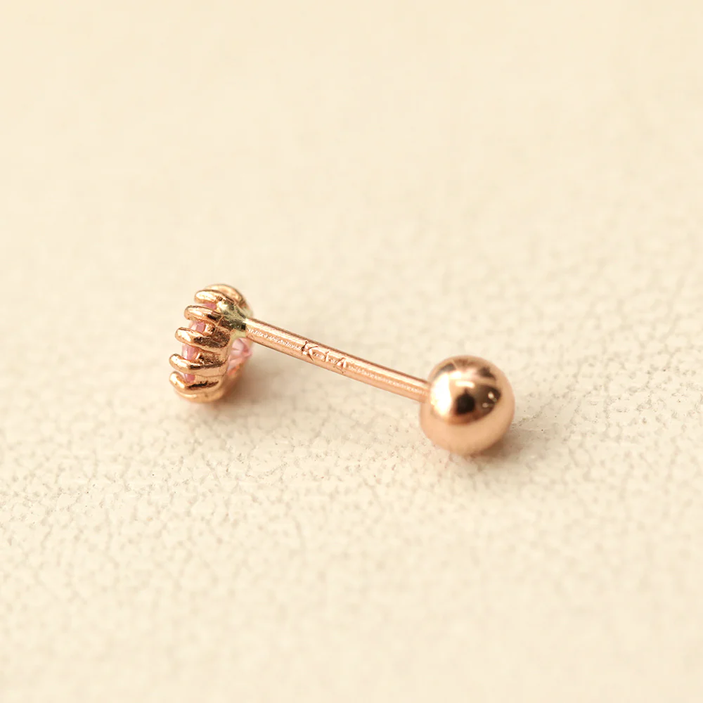 14K Gold Crown Rose Cut Cubic Cartilage Earring 20G18G16G - Image 9
