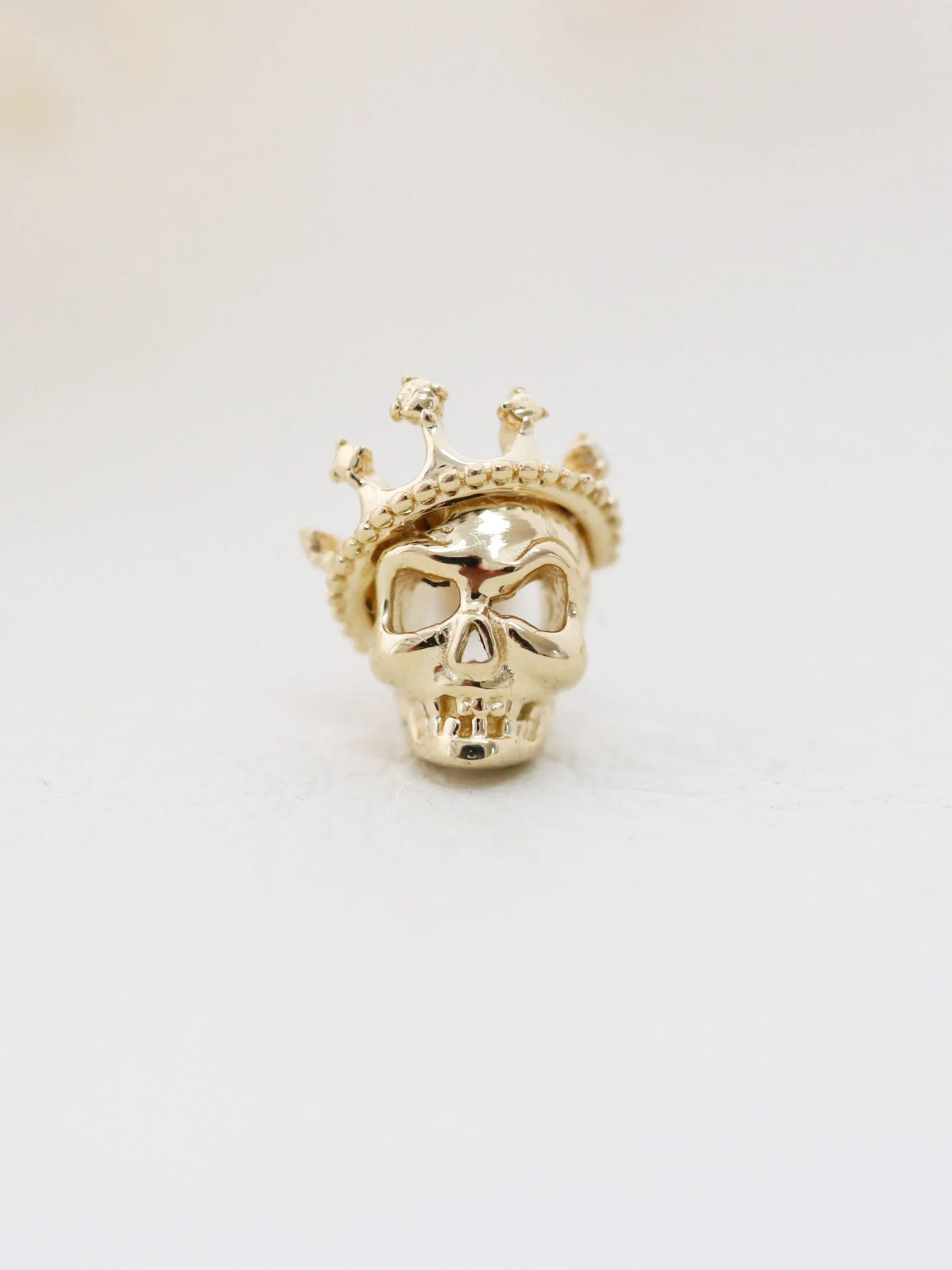 14K Gold Crown Skull Cartilage Earring 18G16G - Image 3