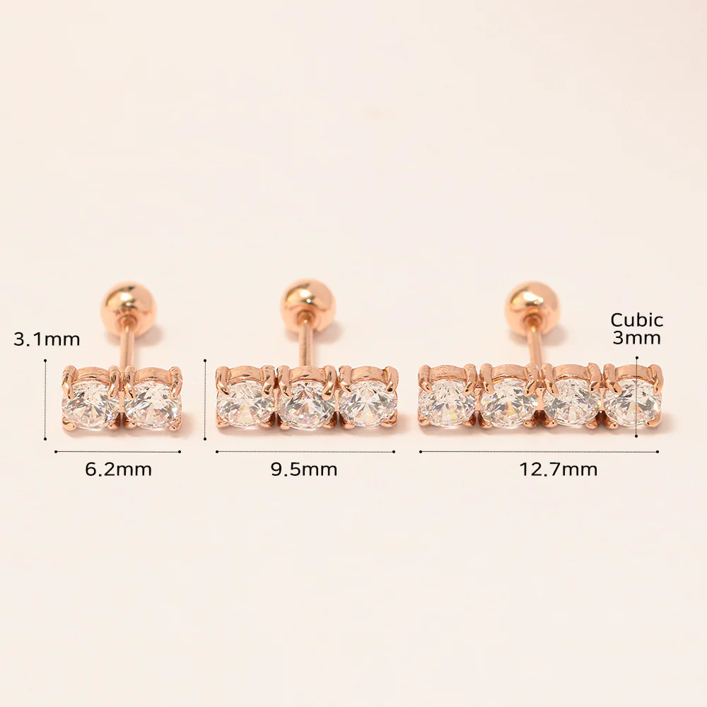 14K Gold Crystal Bar Cartilage Earring 20G18G16G - Image 11