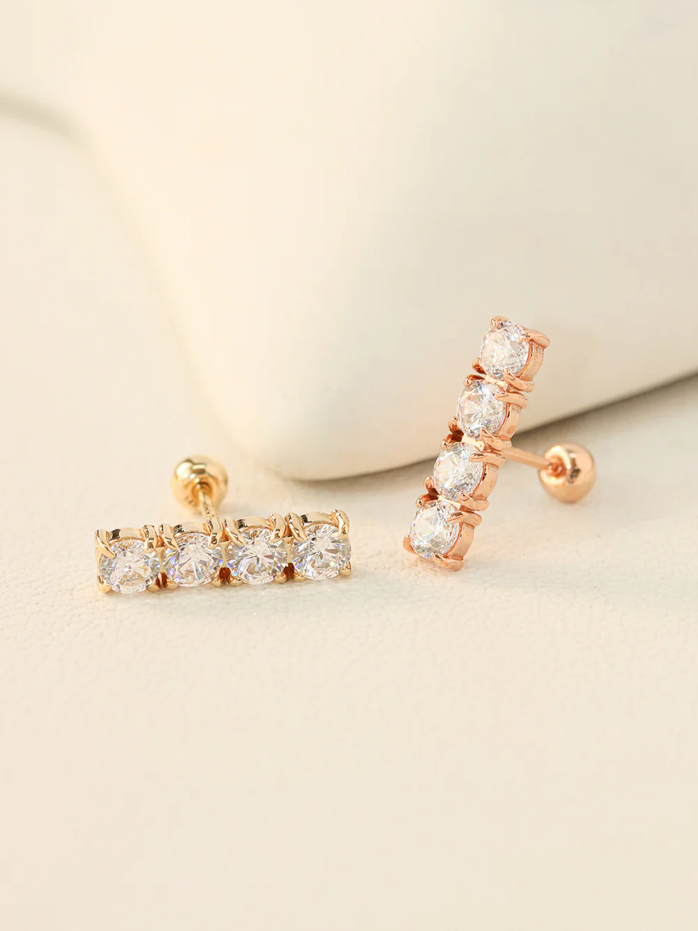 14K Gold Crystal Bar Cartilage Earring 20G18G16G - Image 5