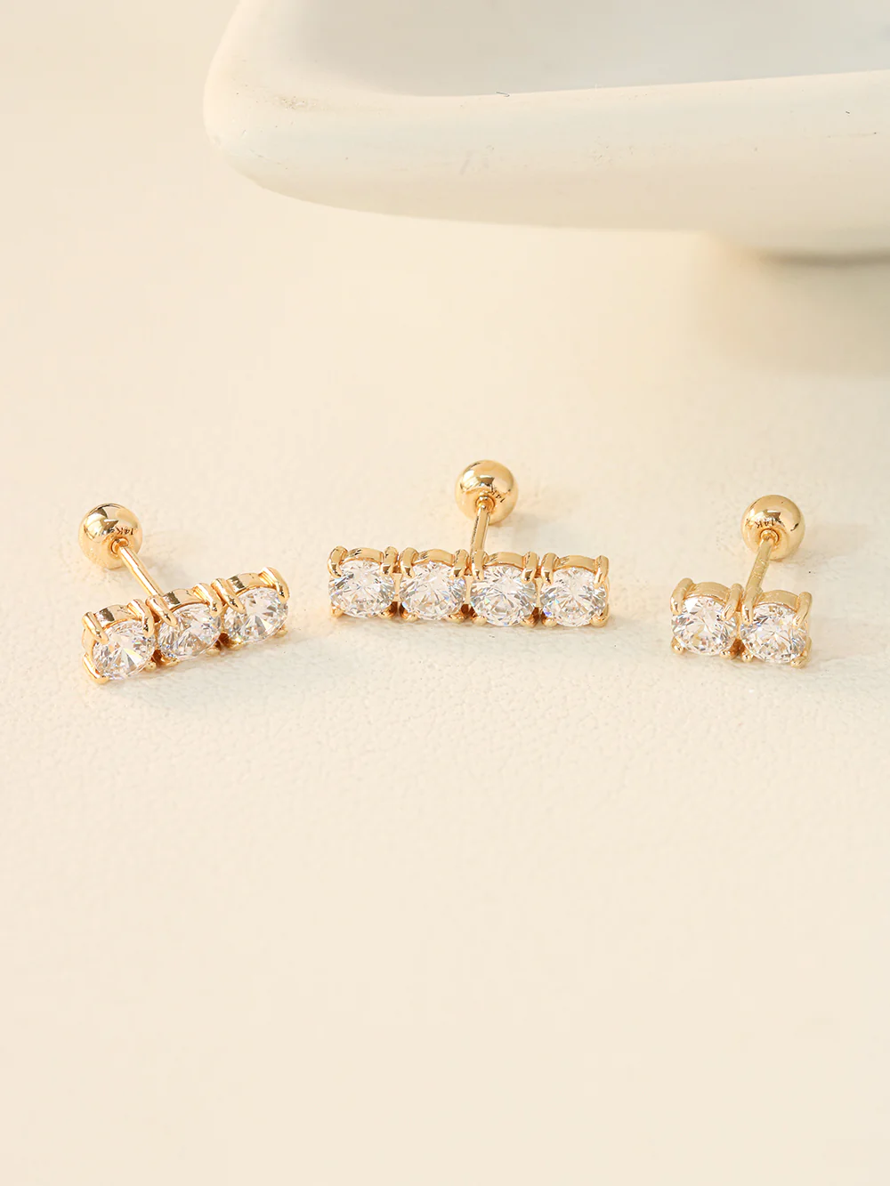 14K Gold Crystal Bar Cartilage Earring 20G18G16G - Image 7